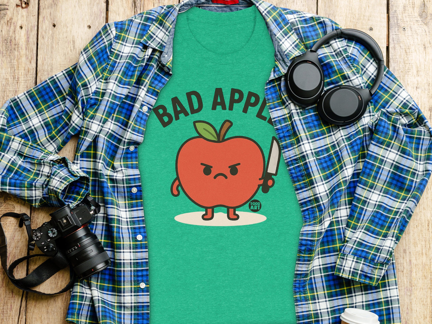 Bold Graphic Apple Print Fun Statement Shirt product