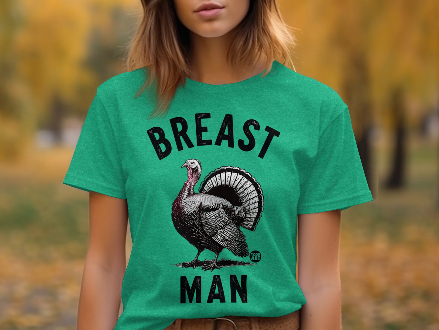 Funny Turkey Breast Man Graphic T-shirt for Thanksgiving