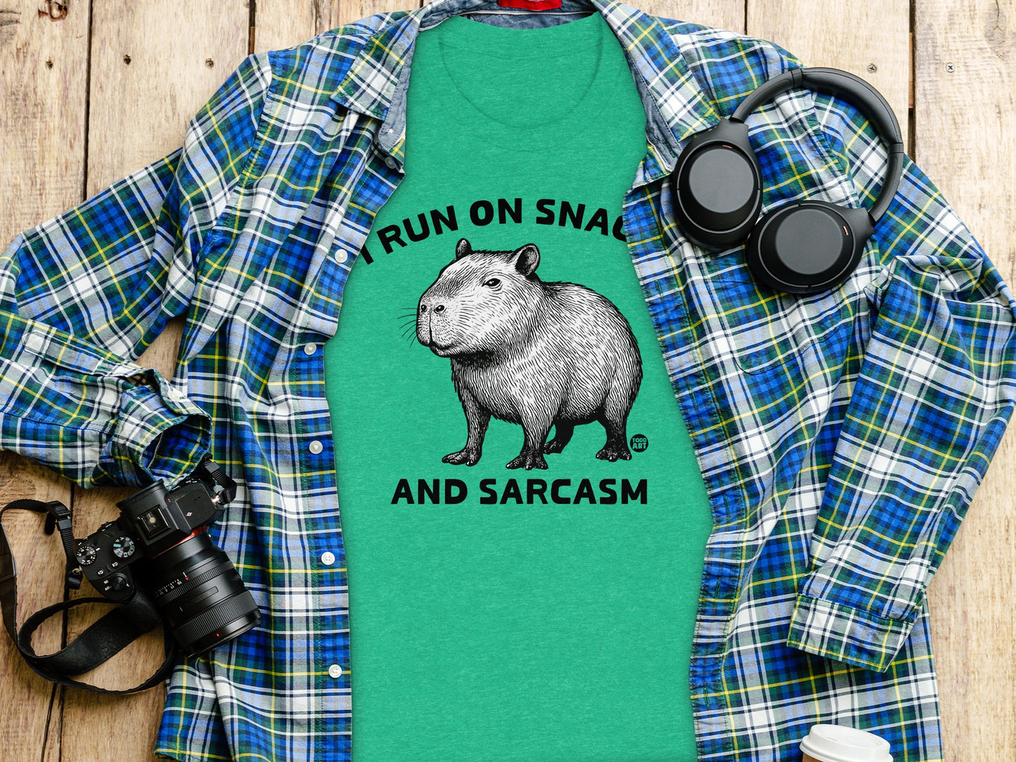 I Run On Snacks And Sarcasm Tee Shirt product type