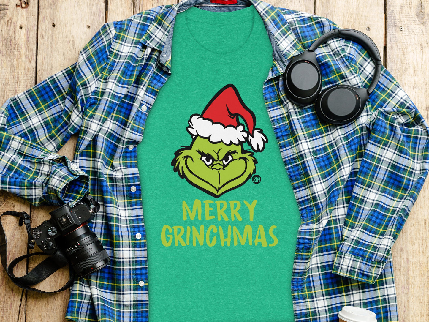 Merry Grinchmas Santa Hat Graphic T-Shirt product