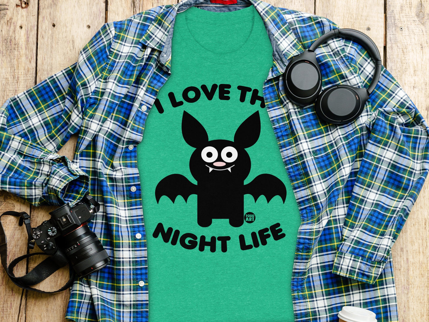 I Love the Night Life Green Bat Graphic T-Shirt product