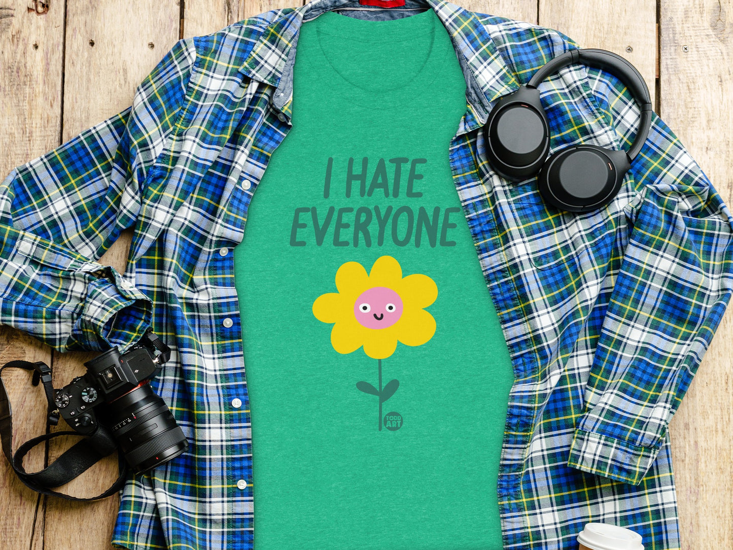 Funny I Hate Everyone Flower Graphic T-Shirt Apparel