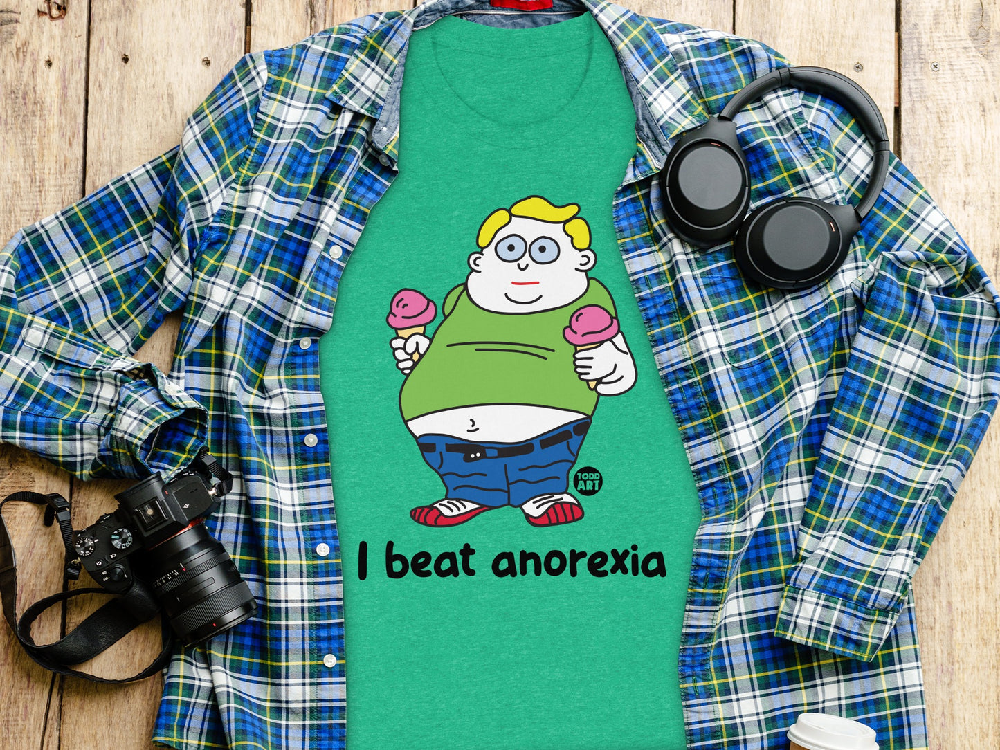 Humorous I Beat Anorexia Graphic T-Shirt product type