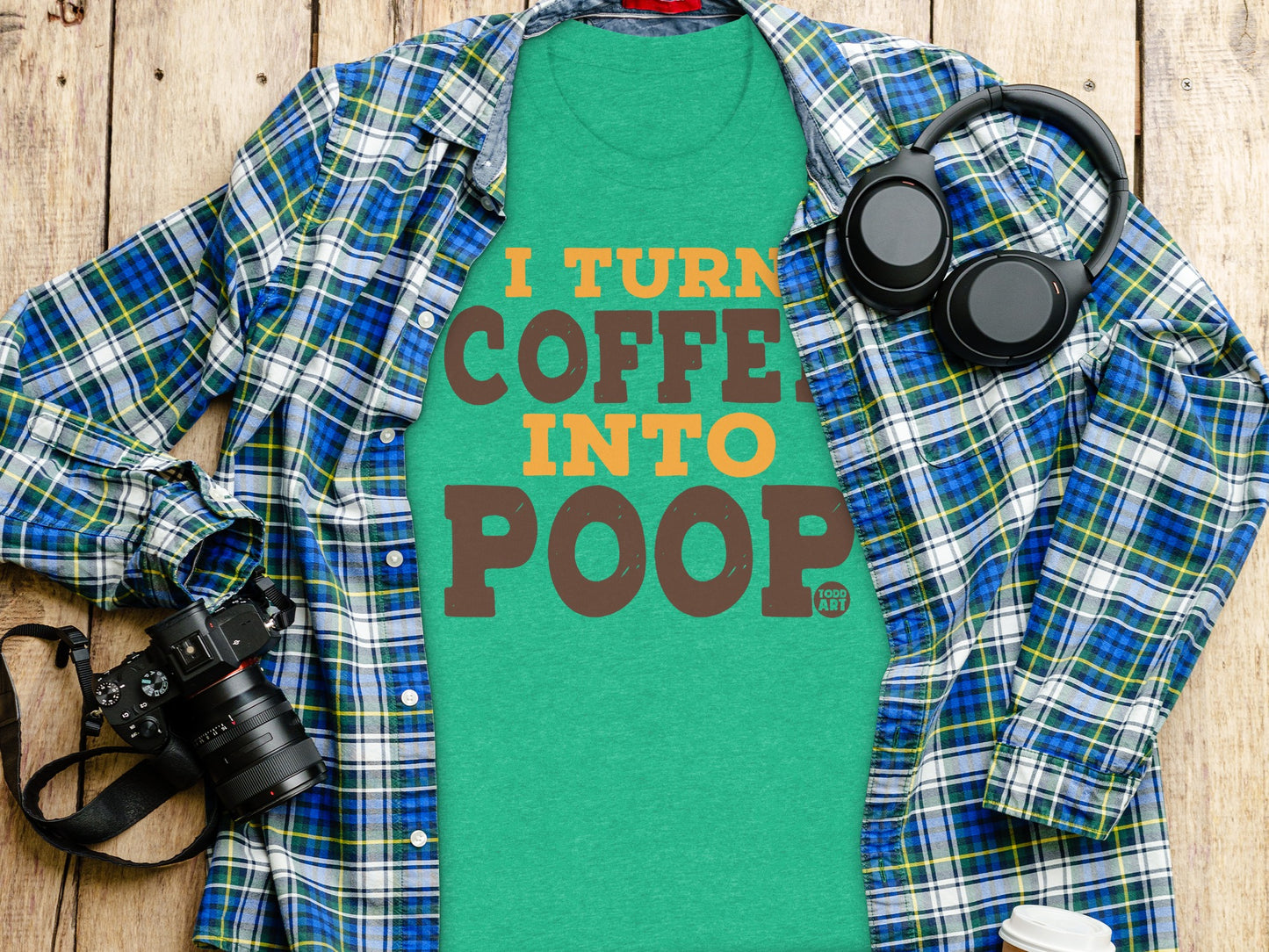 I Turn Coffee Into Poop Funny Graphic T-Shirt