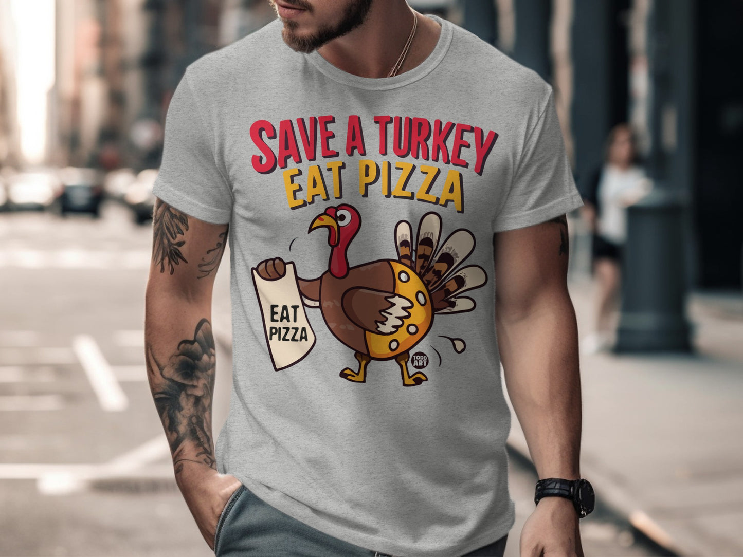 Save A Turkey Eat Pizza Thanksgiving Graphic Shirt