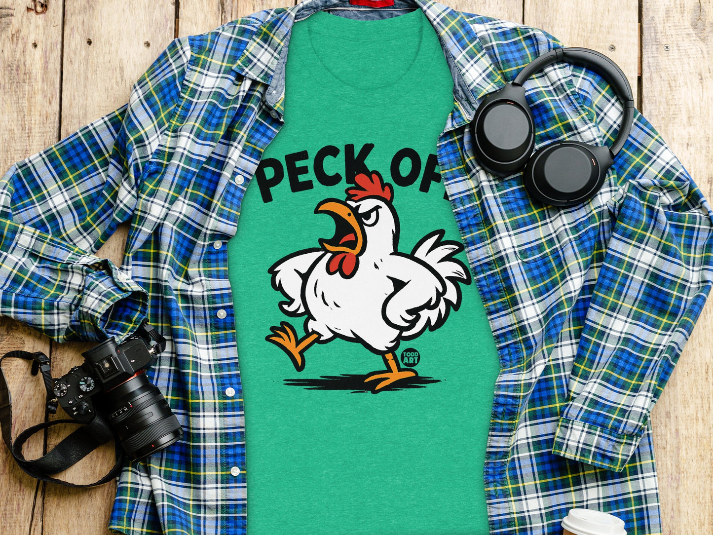 Funny Chicken Peck Off Graphic Shirt product type