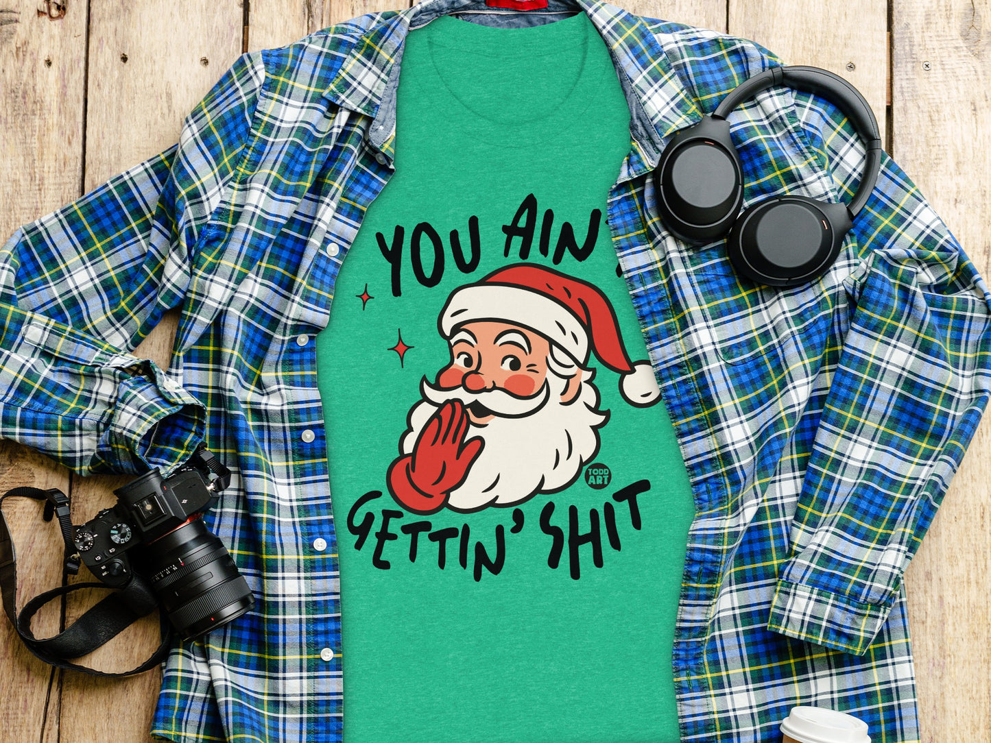 Festive Santa Claus Graphic Holiday Shirt product