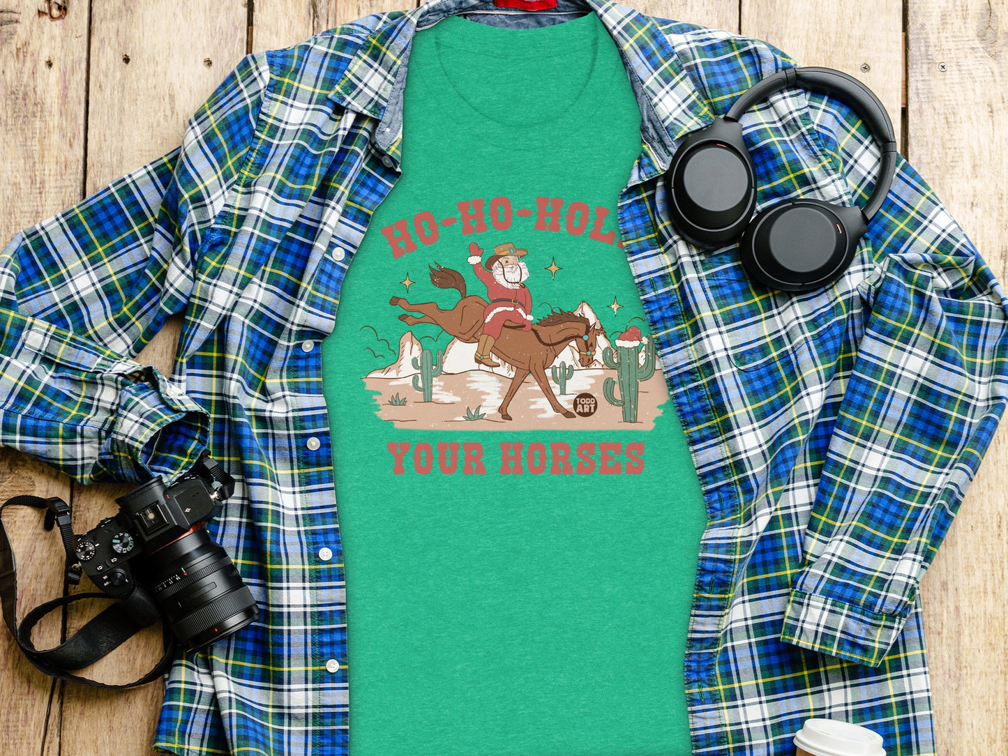 Ho Ho Ho Hold Your Horses Santa Graphic TShirt product