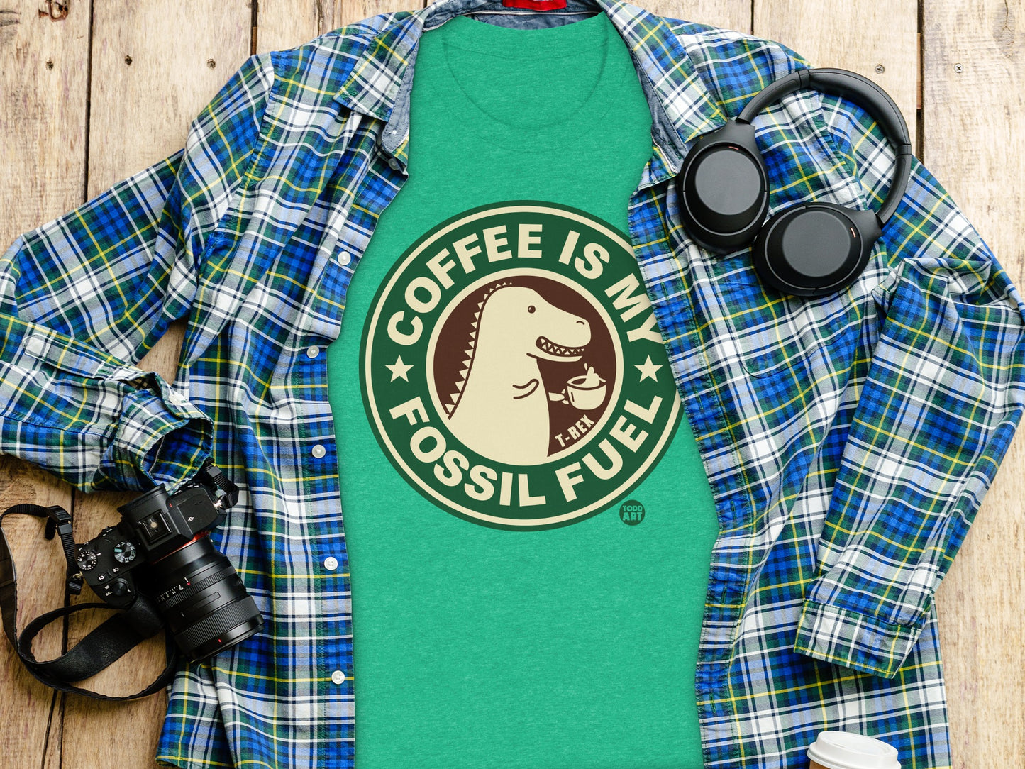 Coffee Is My Fossil Fuel Dinosaur T-shirt product type