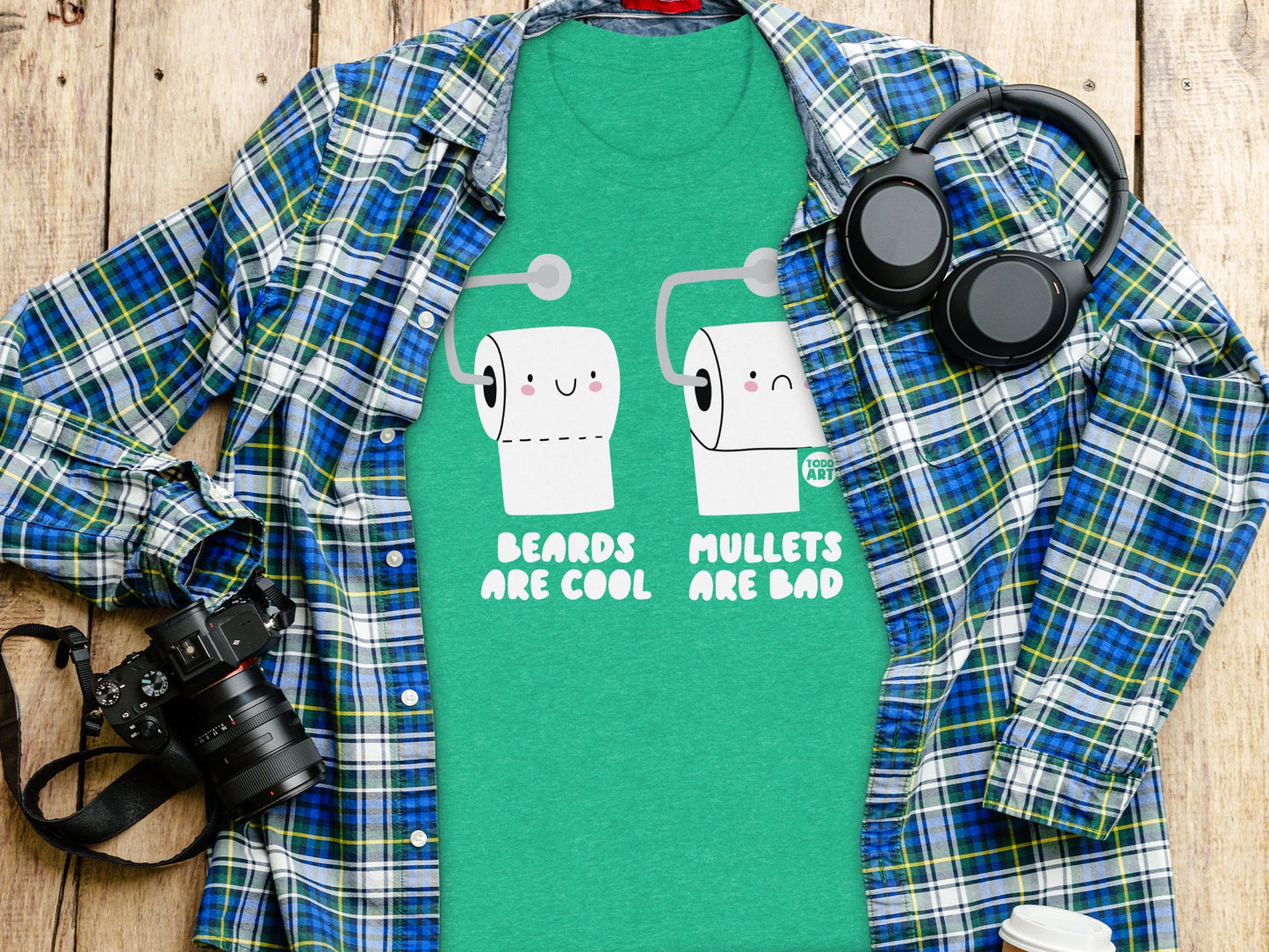 Beards Are Cool Mullets Are Bad Funny Design Shirt