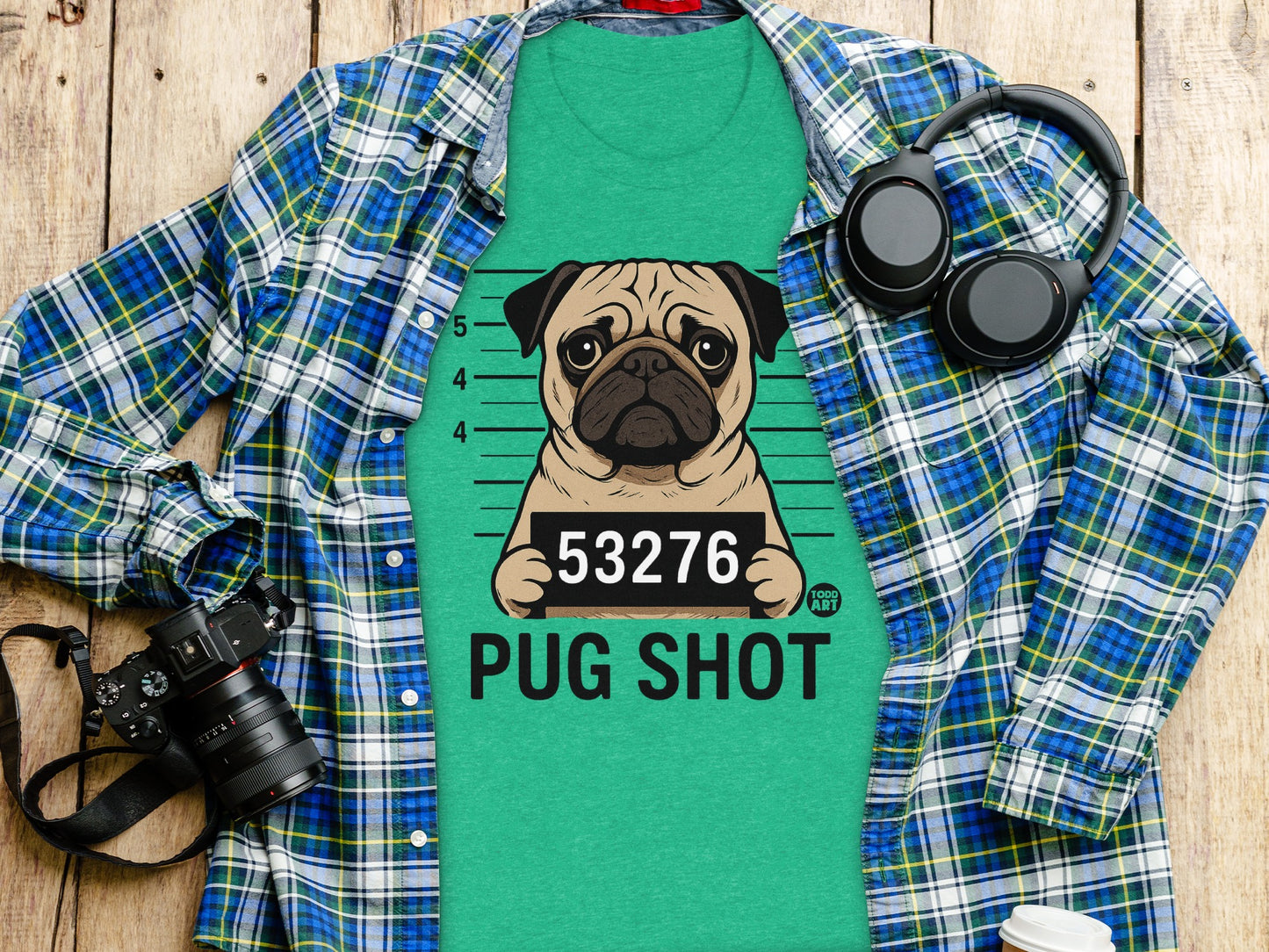 Funny Pug Shot Graphic T-shirt for Pet Lovers product