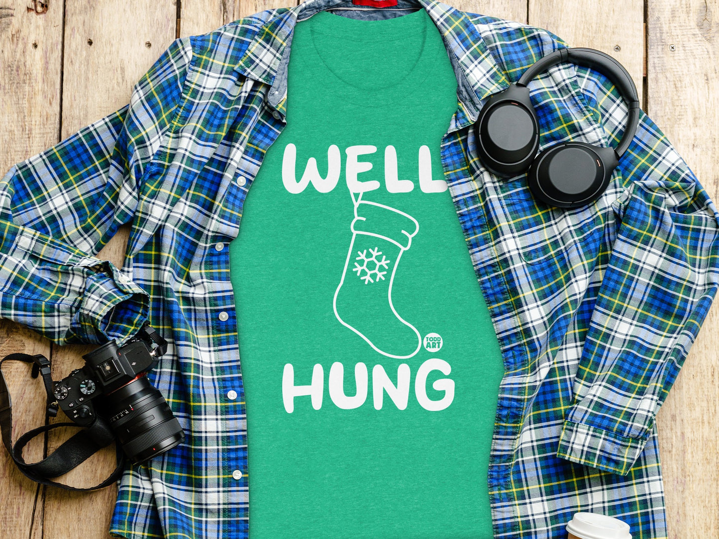 Hilarious Well Hung Christmas Stocking Graphic T-shirt product type