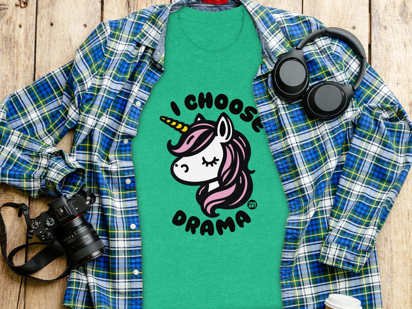 I Choose Drama Unicorn T-Shirt Fun Graphic Tee For Kids