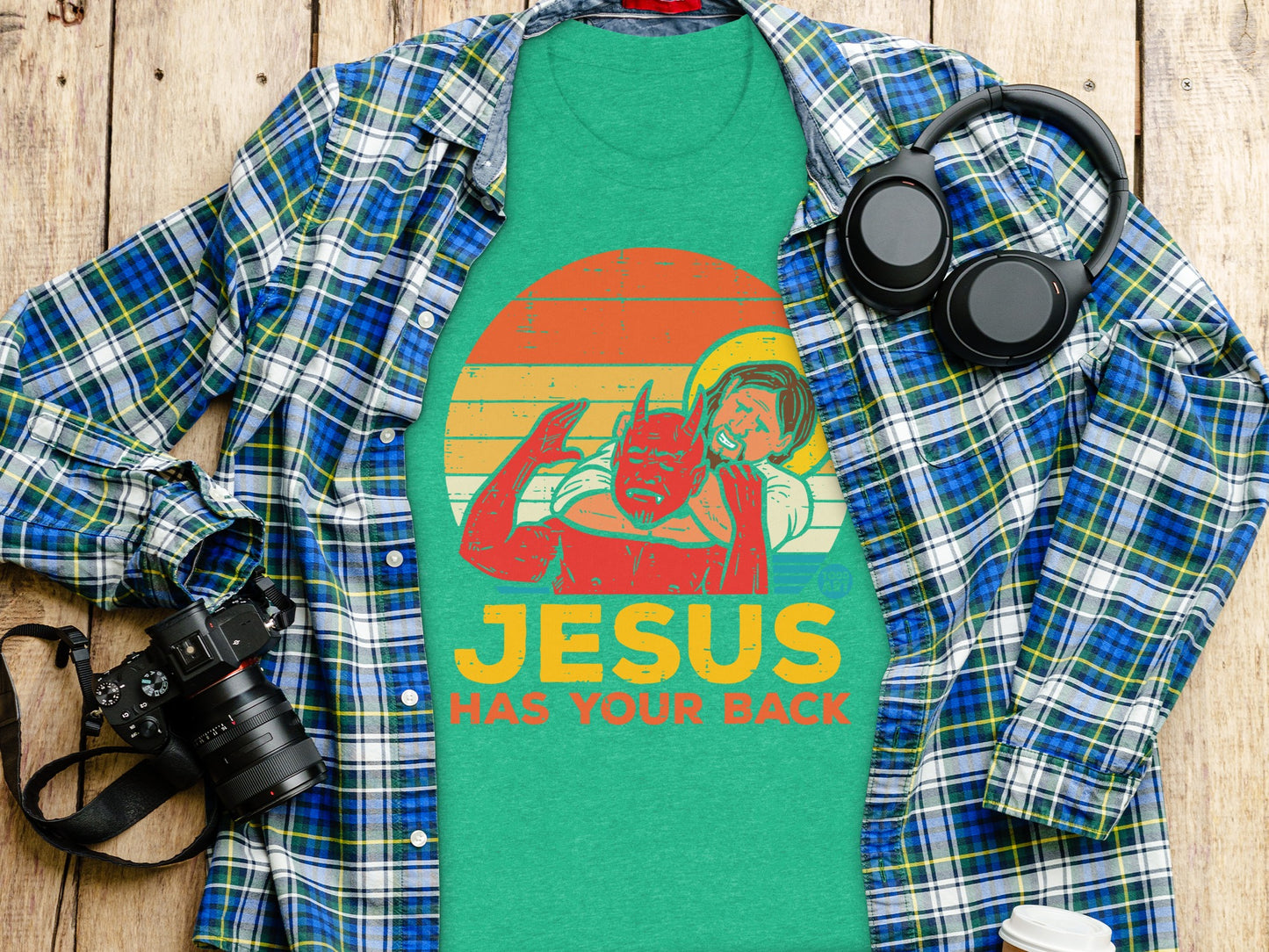 Jesus Has Your Back Graphic Tee Shirt product type