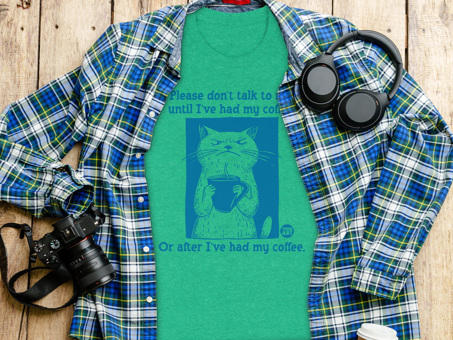 Funny Cat Coffee Quote Graphic T-Shirt product type