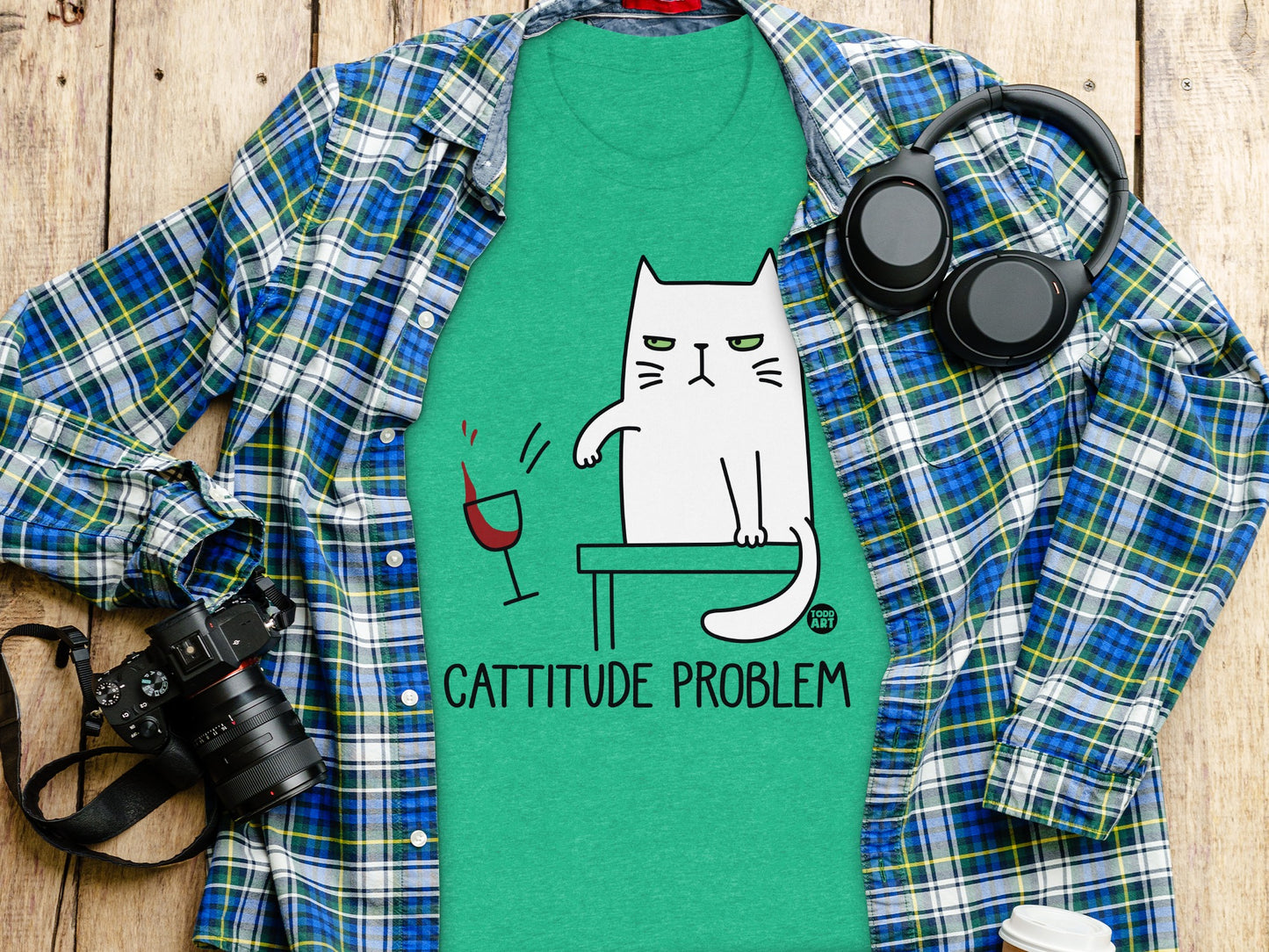 Cattitude Problem Graphic Cat T-Shirt Casual Wear product