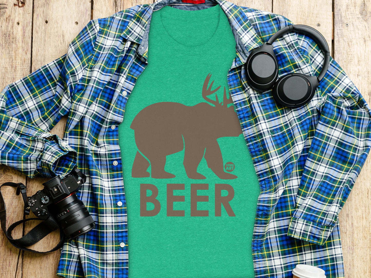 Beer Bear Graphic Green Shirt product