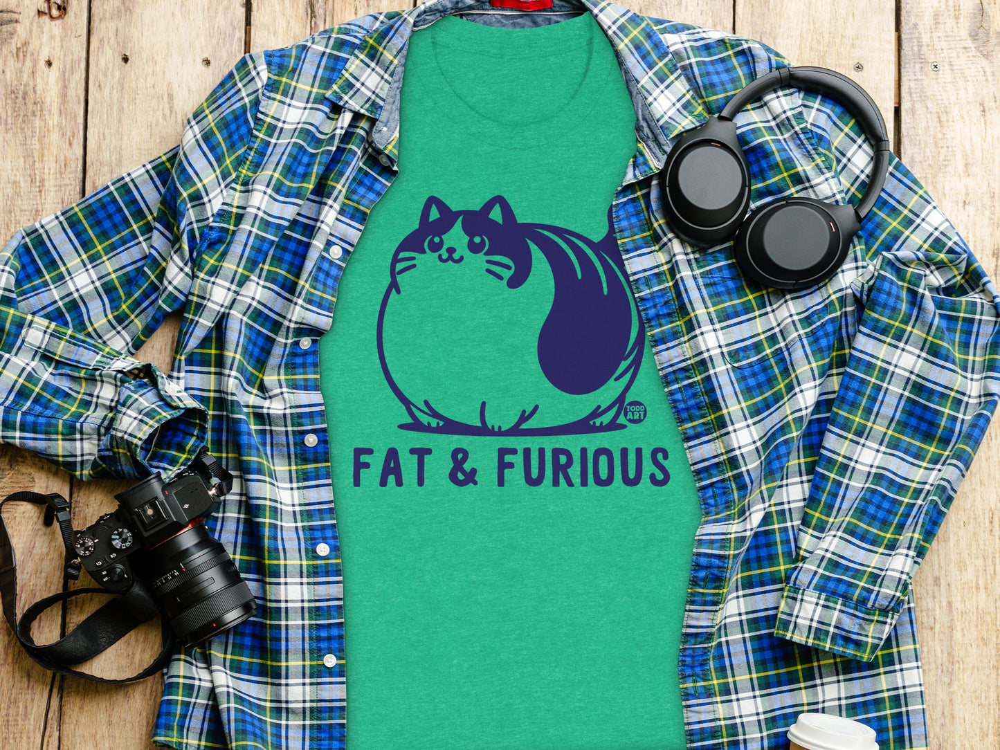 Fat and Furious Cat Graphic T-shirt product