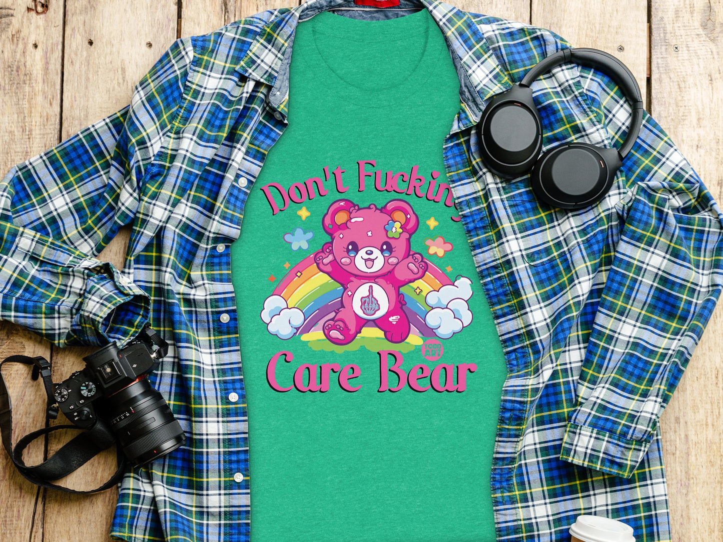 Don't Fucking Care Bear Green Shirt product type