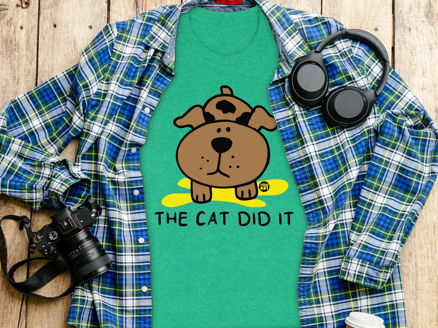 The Cat Did It Dog Cartoon T-Shirt product type