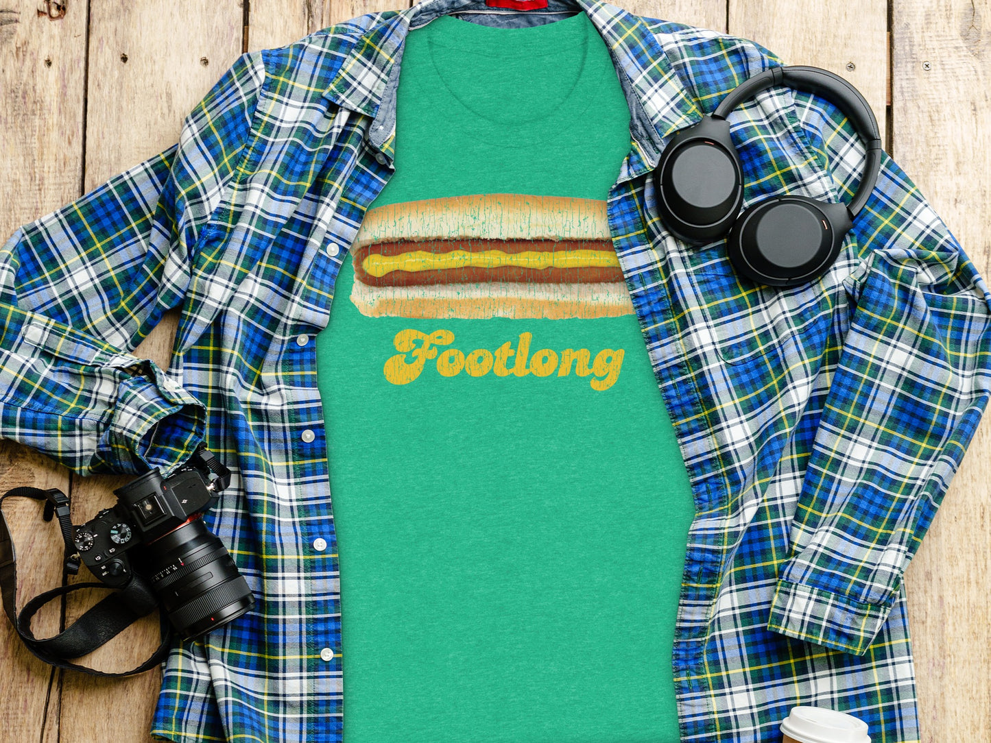 Footlong Hot Dog Graphic Green Shirt product