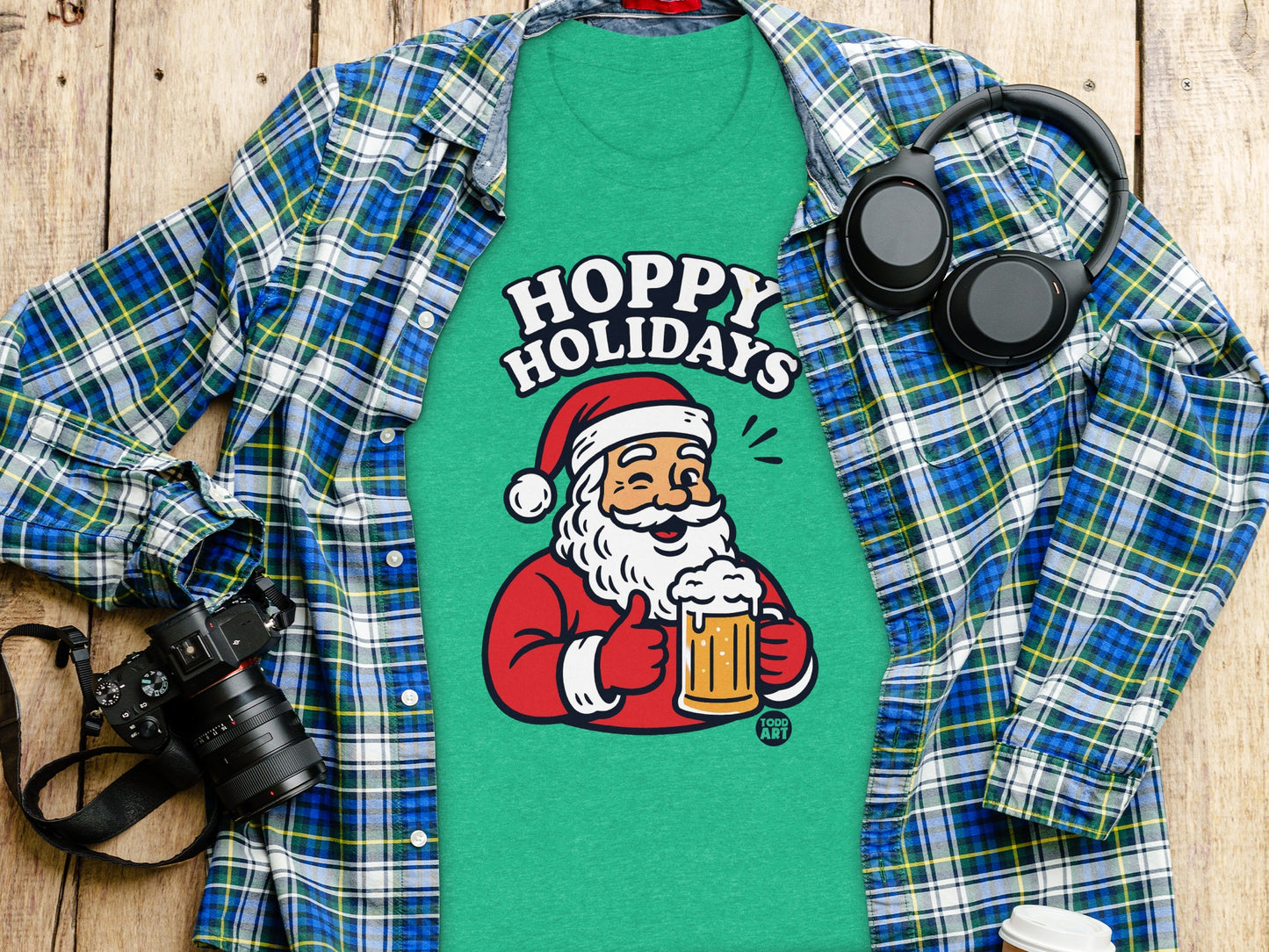 Hoppy Holidays Santa Claus With Beer Graphic T-shirt product