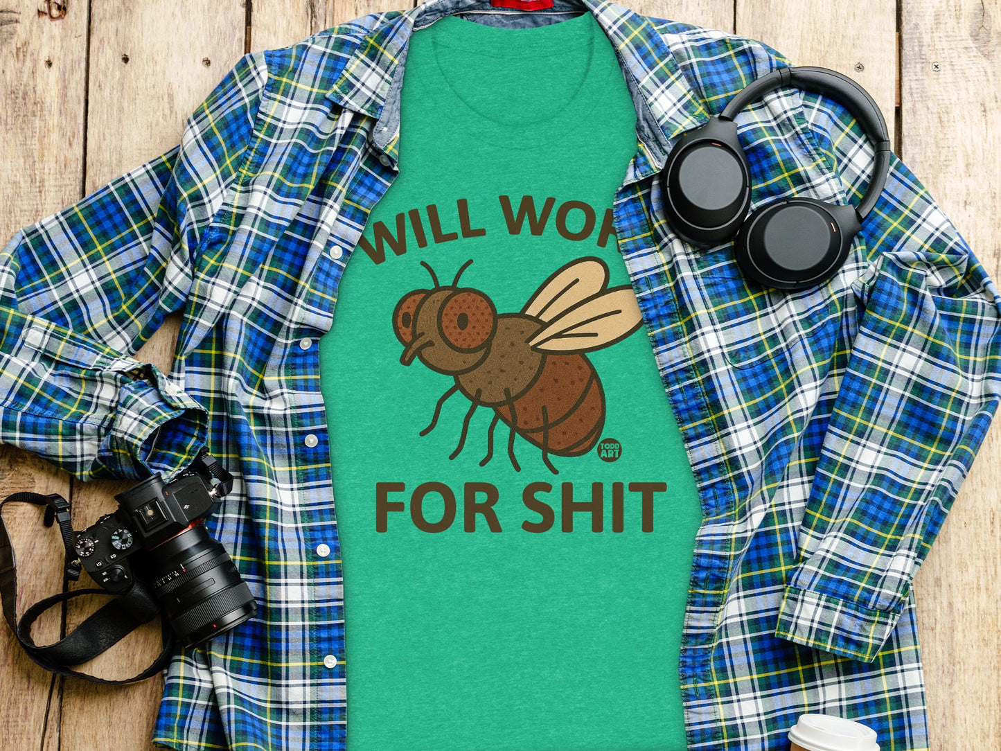 Funny Will Work For Shit Fly Graphic Tee product