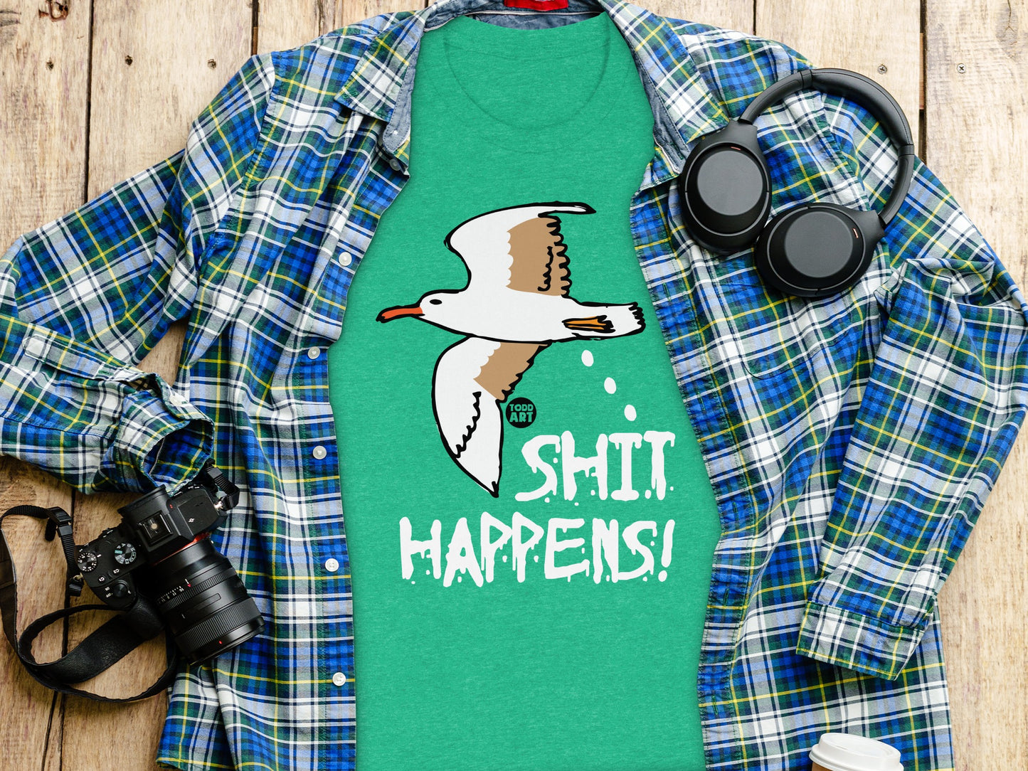 Shit Happens Seagull Graphic T-Shirt product type
