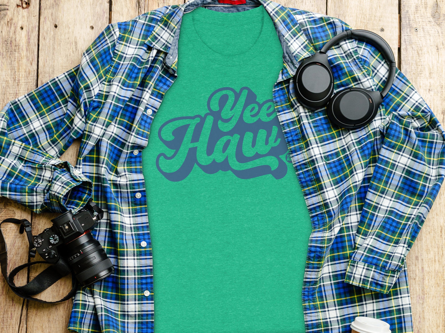 Yee Haw Graphic T-Shirt with Plaid Shirt product type