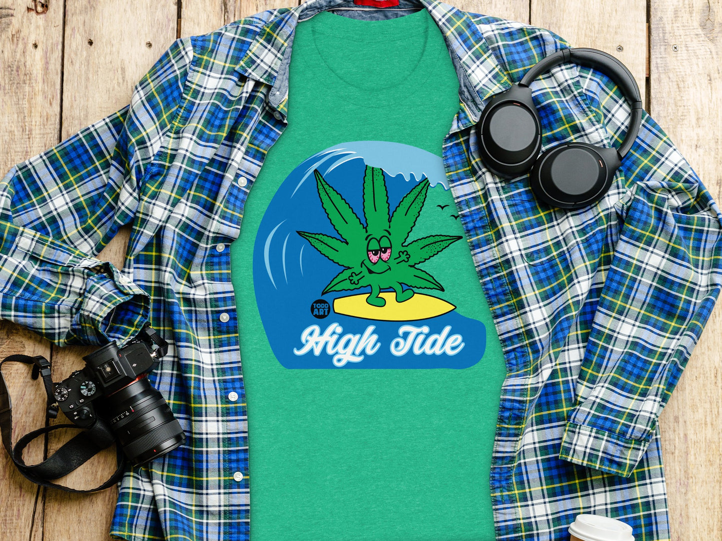 High Tide Graphic Surfing Shirt Fun Casual Wear