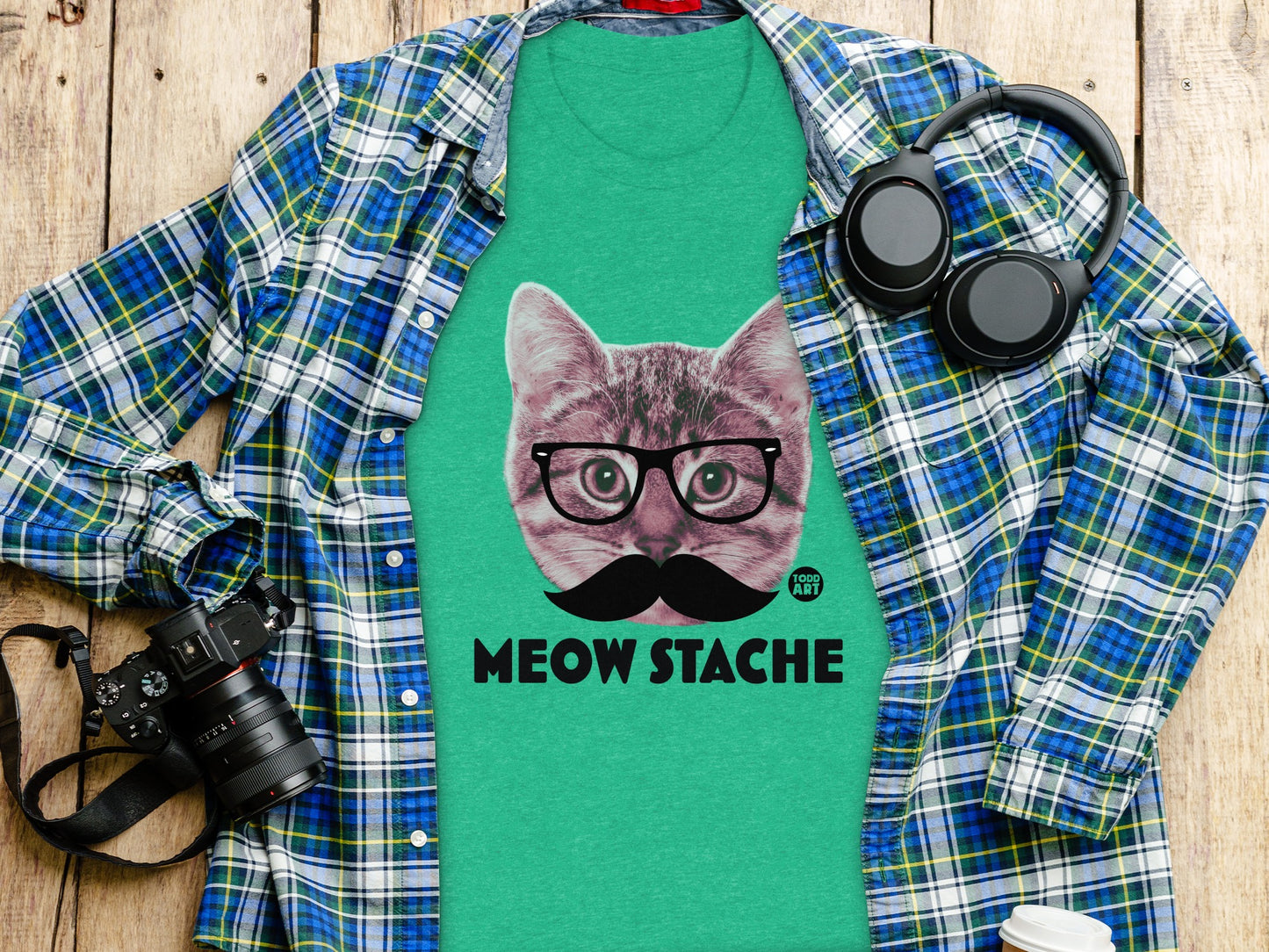 Cat Wearing Glasses and Mustache T-shirt product