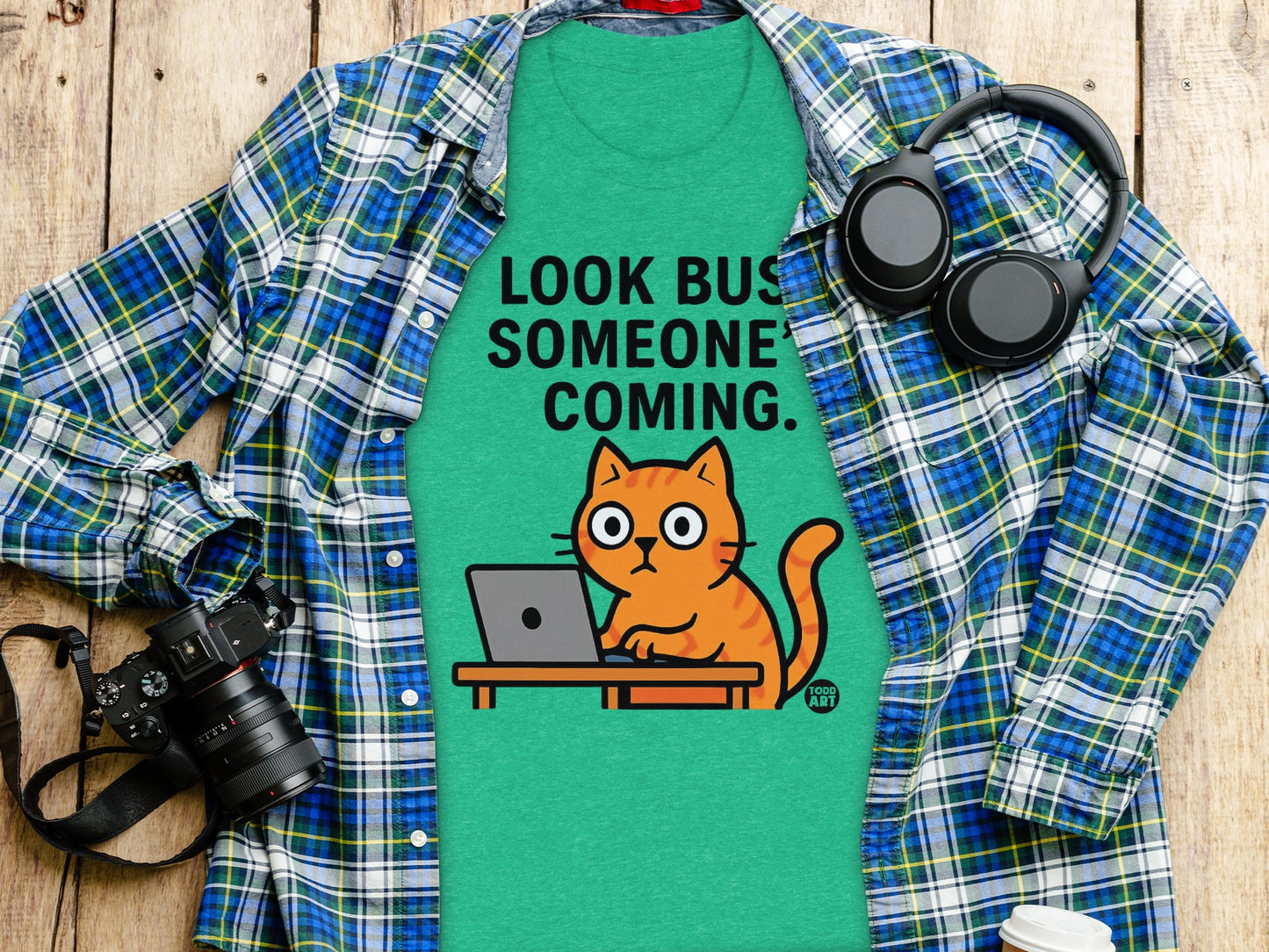 Look Busy Someone's Coming Cat Graphic T-shirt product