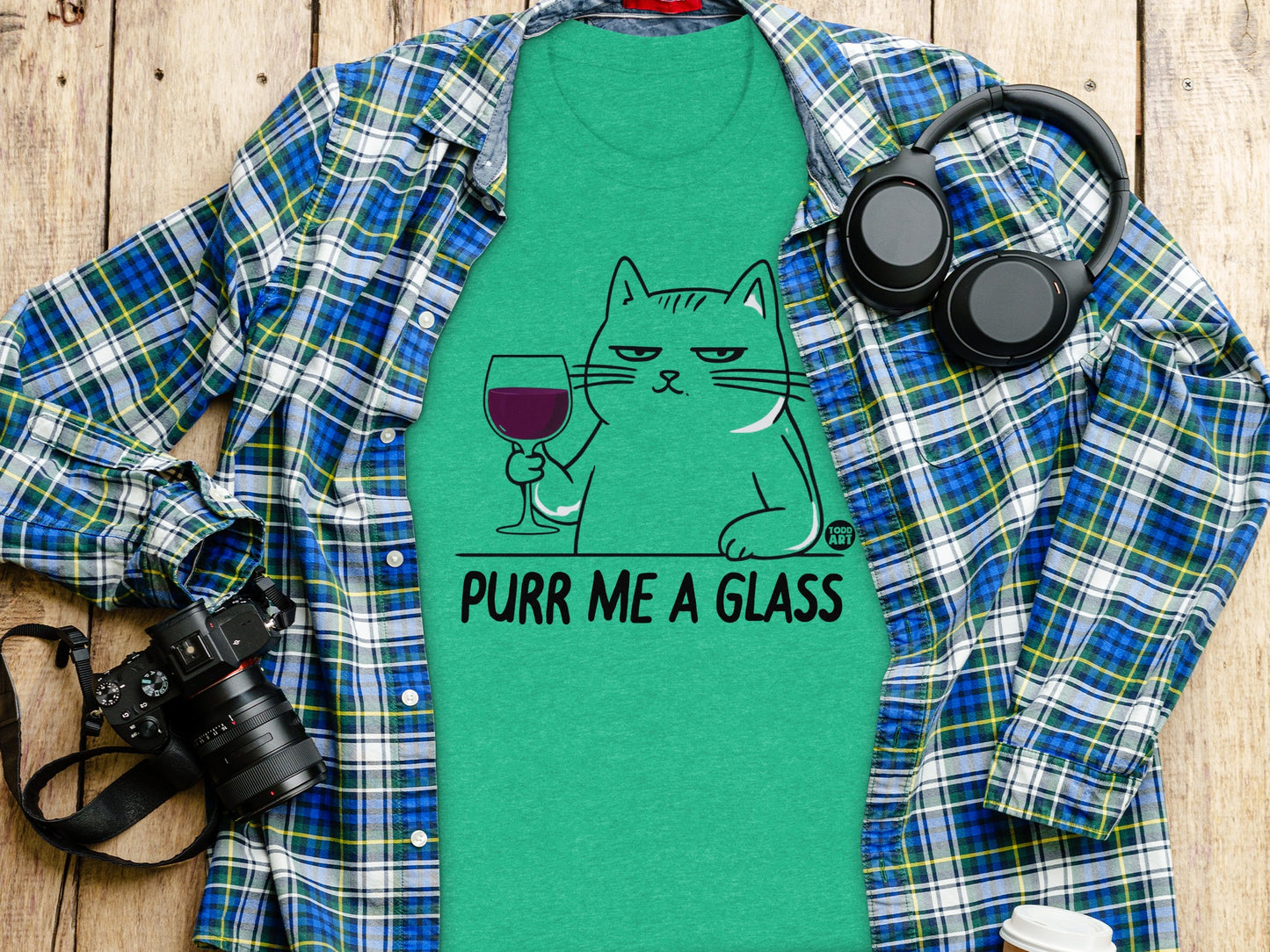 Purr Me A Glass Cat with Wine Graphic T-shirt product