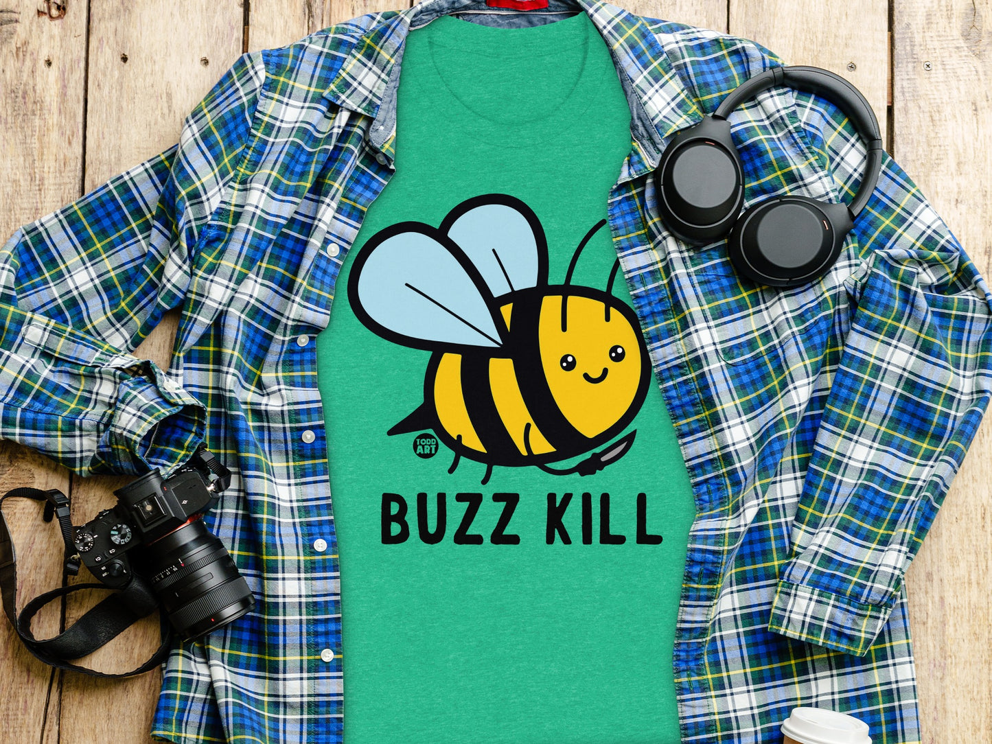 Buzz Kill Cute Cartoon Bee Graphic T-Shirt product type