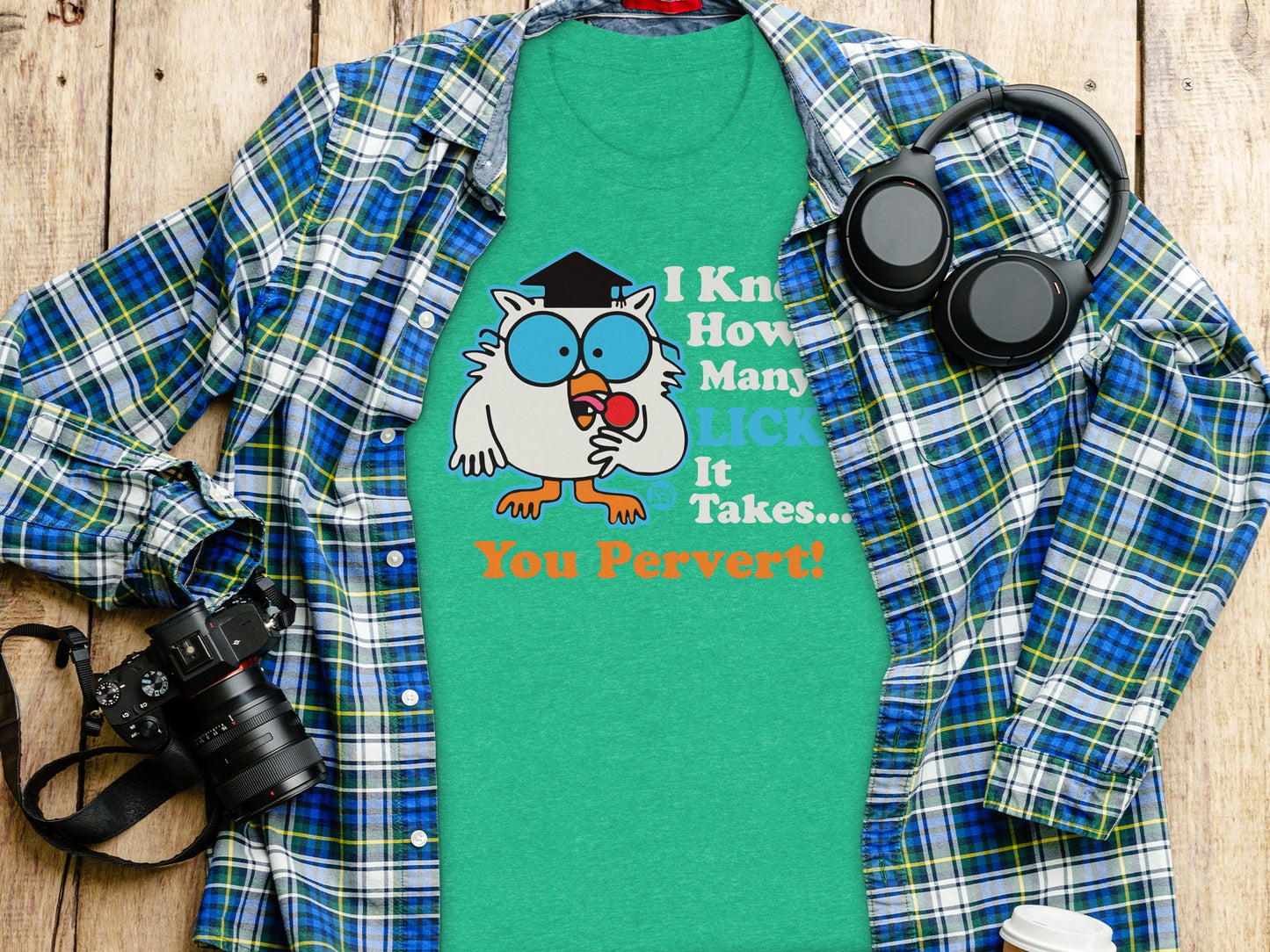 Funny Owl Graphic Tee I Know How Many Licks It Takes