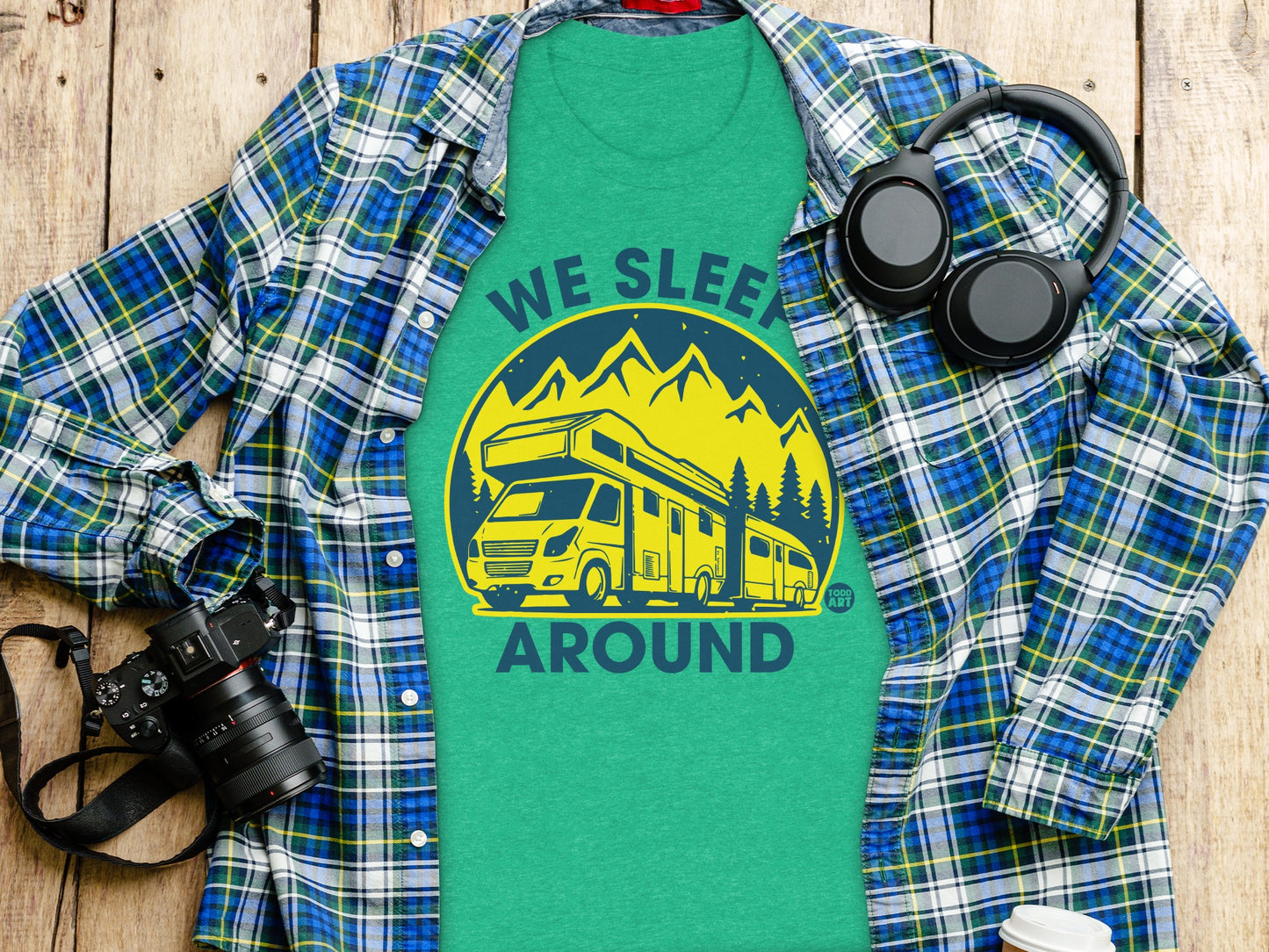 We Sleep Around Camping Graphic Tee Shirt product type