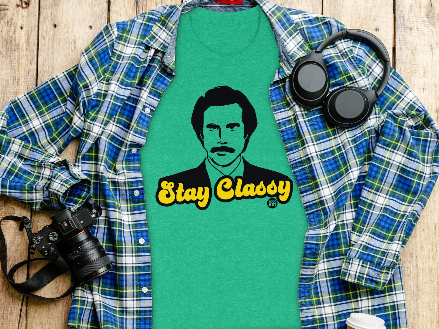 Stay Classy Graphic Tee with Iconic Mustache Design