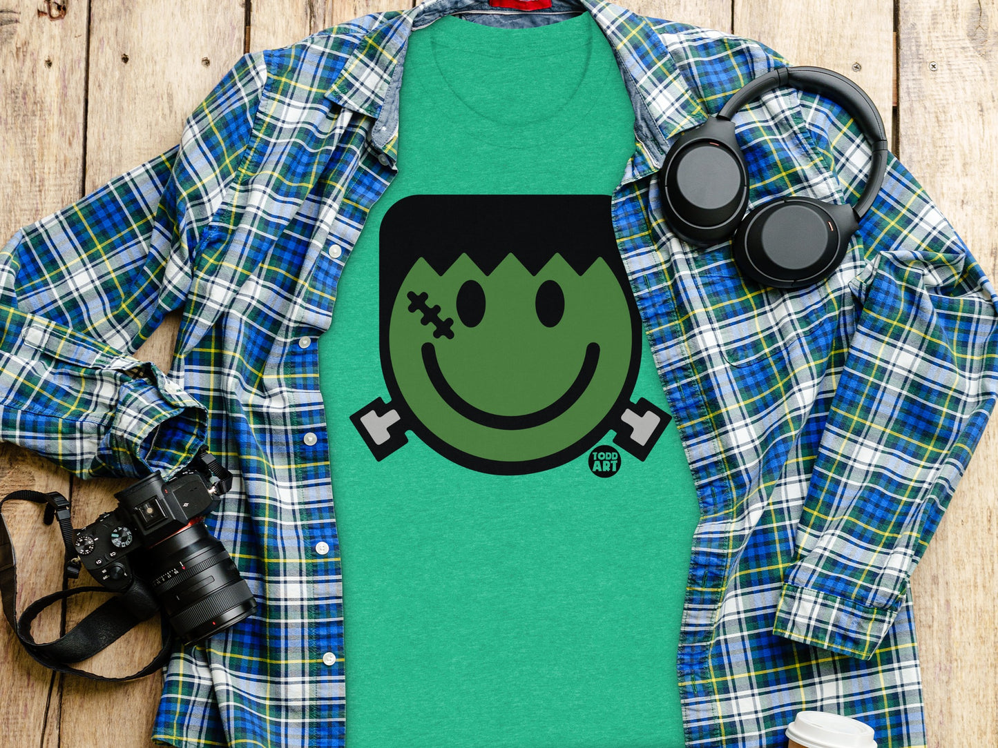 Fun Frankenstein Smiley Face Graphic T-shirt product type