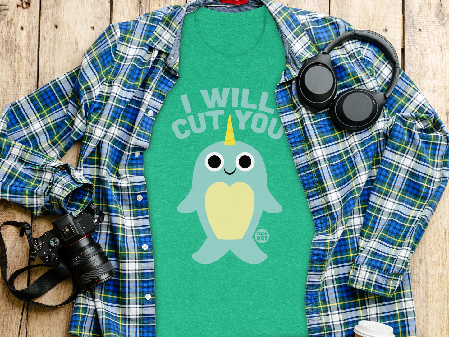 I Will Cut You T-Shirt with Cute Narwhal Design