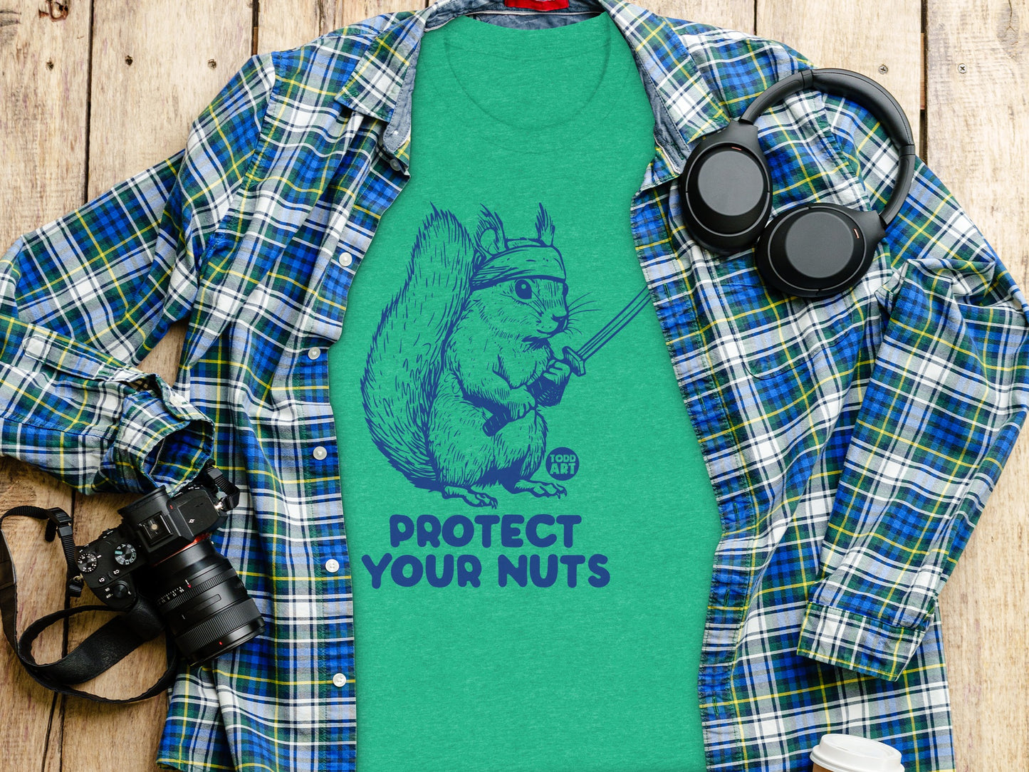 Protect Your Nuts Funny Squirrel Graphic T-Shirt