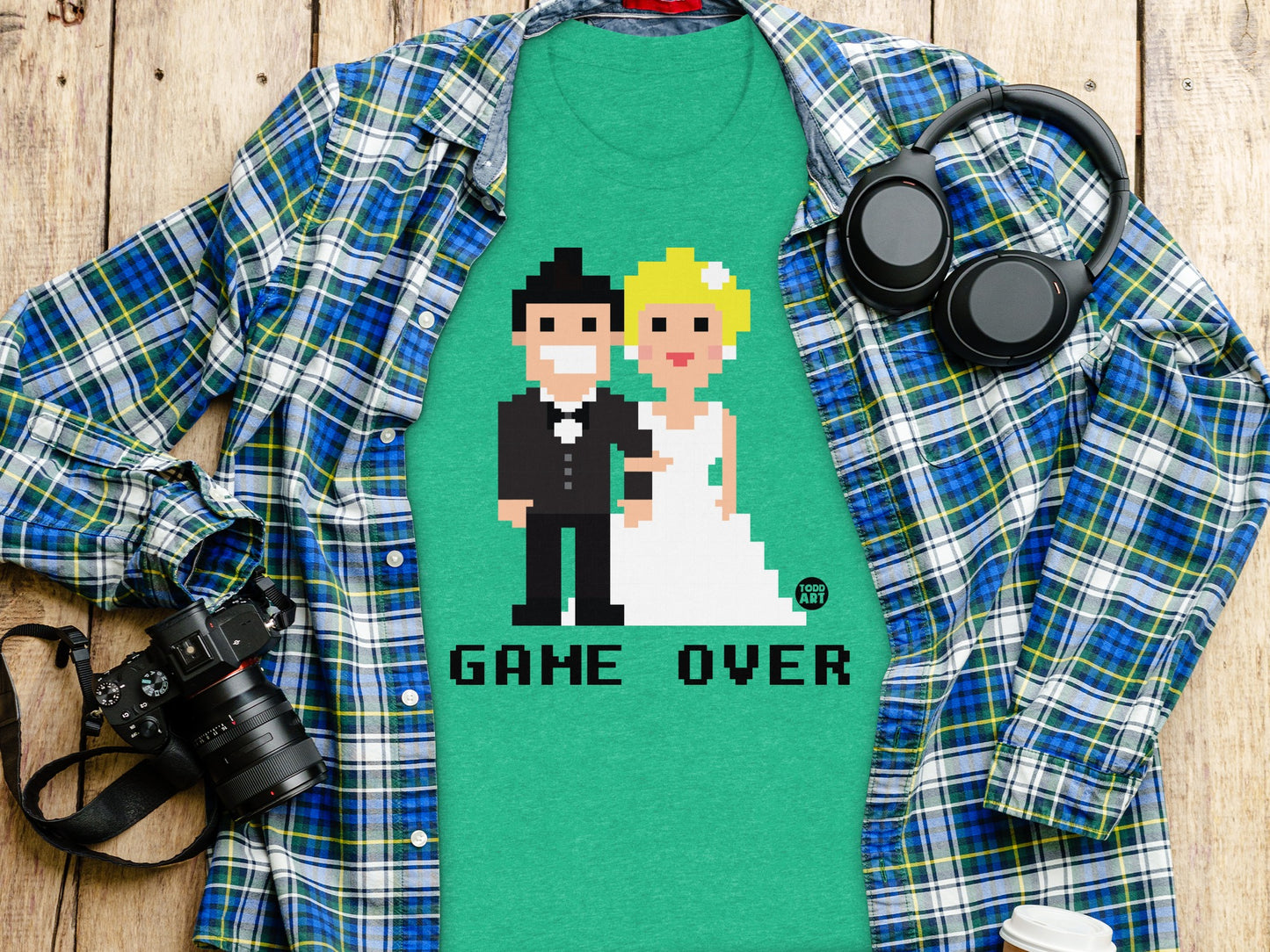 Game Over Pixel Art Bride and Groom Graphic Tee product