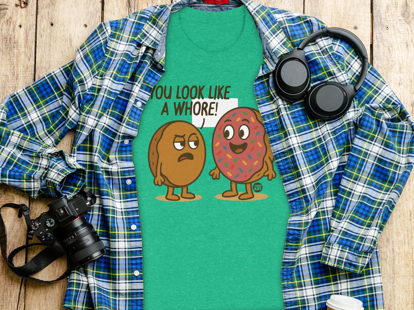 Humorous Doughnut and Chocolate Character T-shirt product