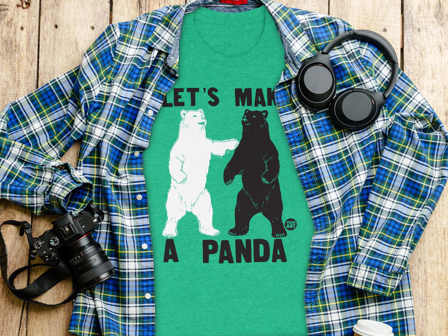 Let's Make A Panda Green Short Sleeve Shirt product