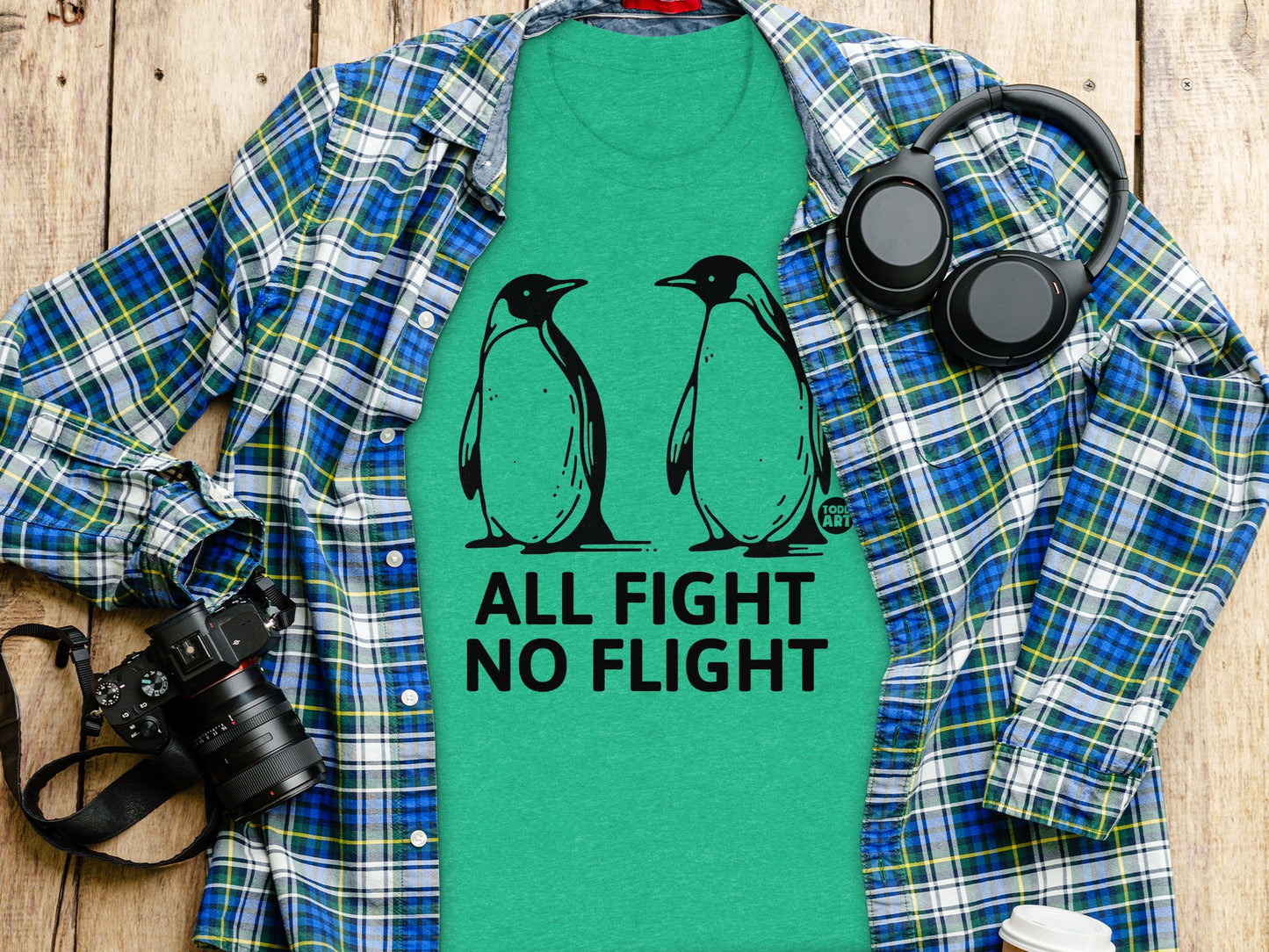 All Fight No Flight Penguin Graphic Apparel