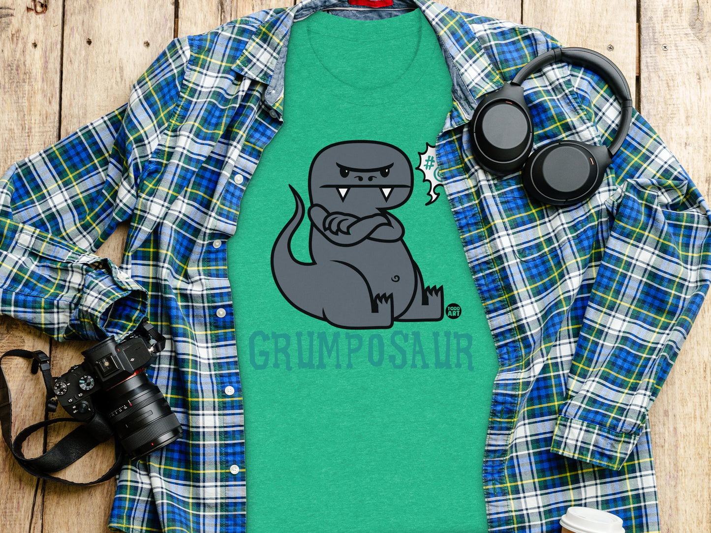 Grumpy Dinosaur Graphic Tee with Fun Design product