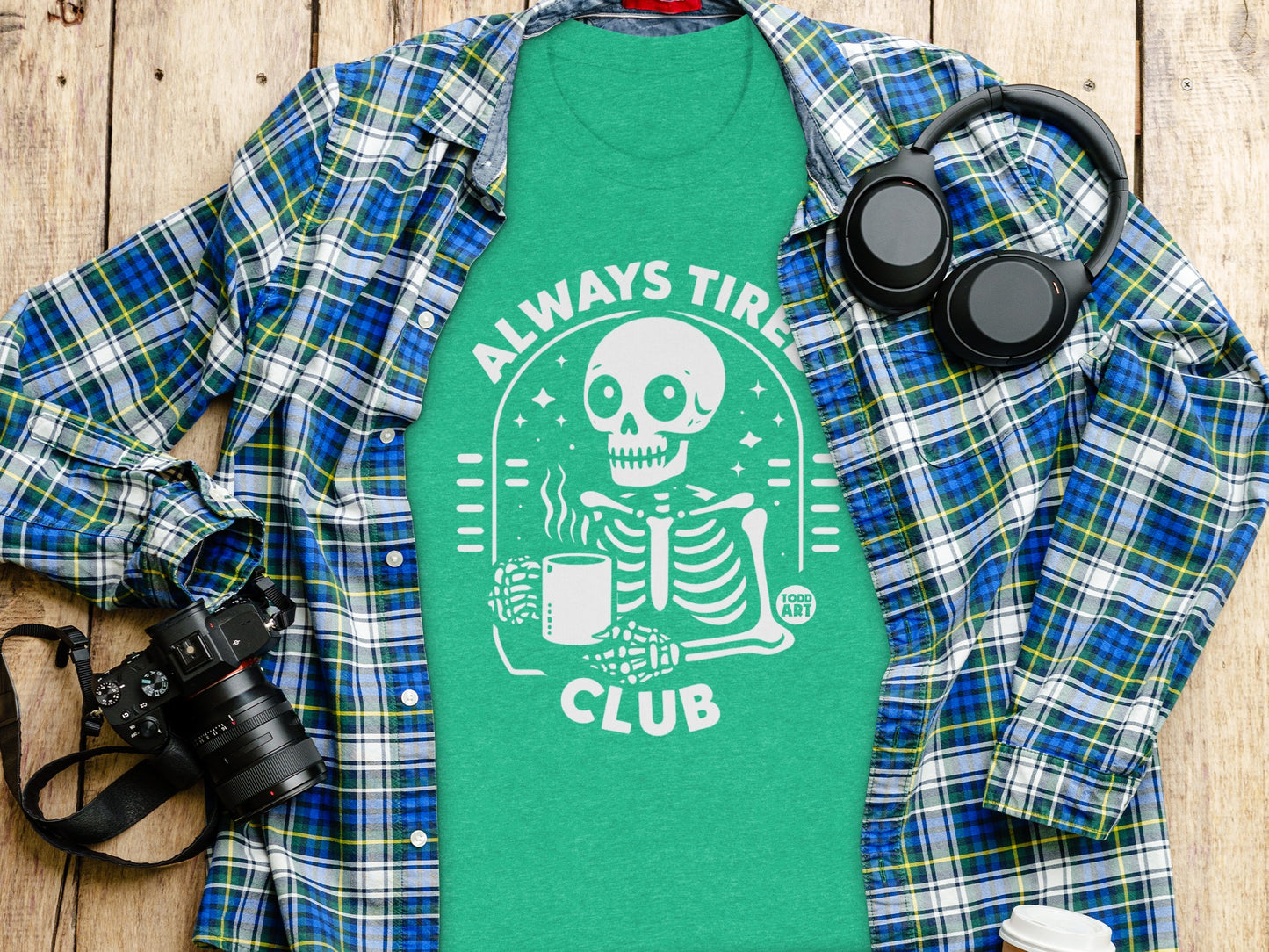 Always Tired Club Skeleton Graphic Shirt