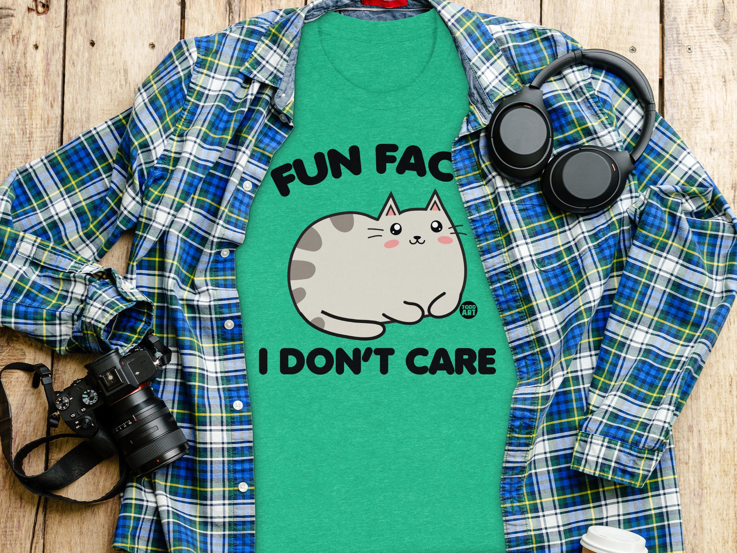 Fun Fact I Don't Care Funny Cute Cat Graphic T-Shirt product