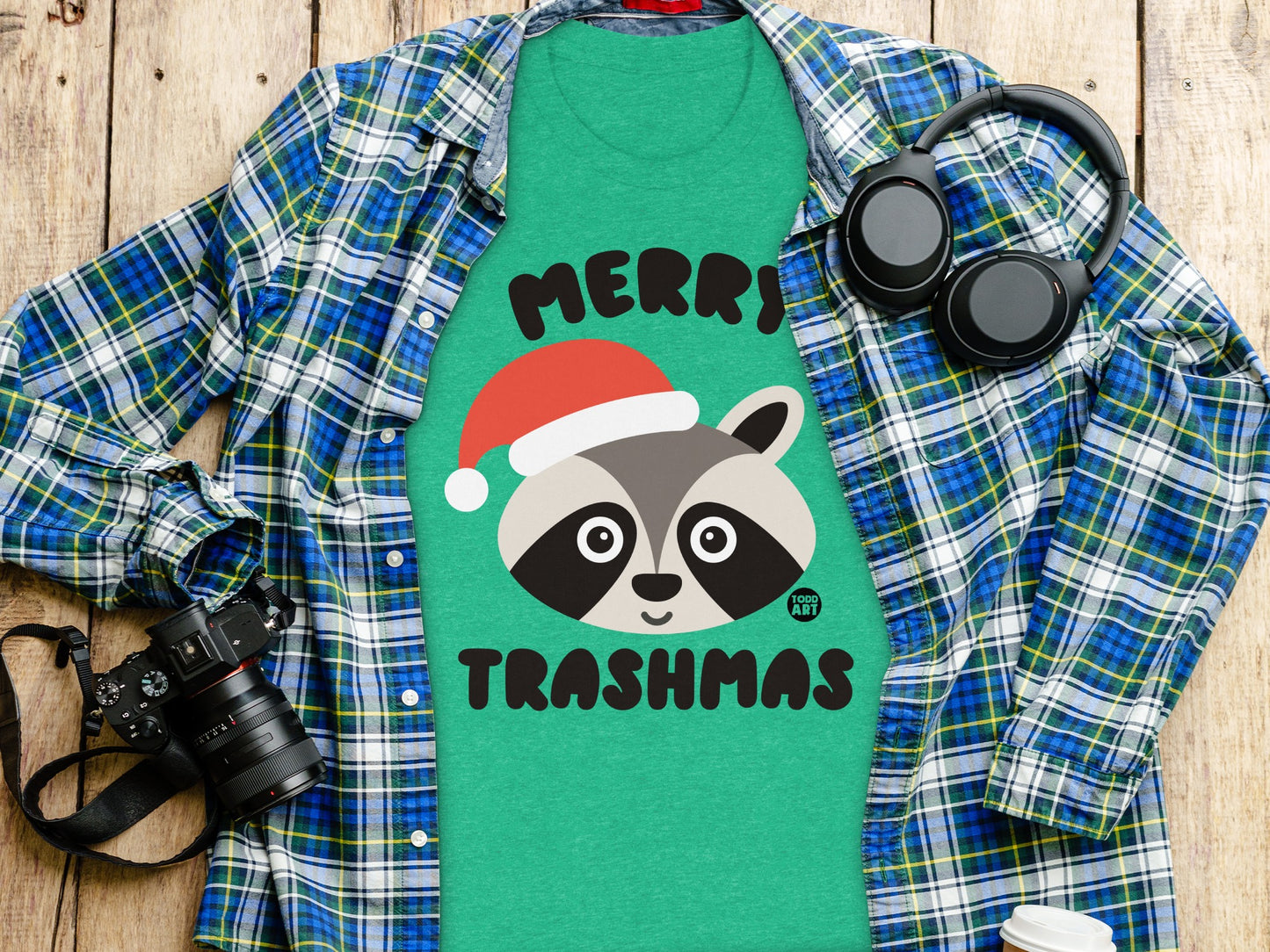Festive Merry Trashmas Raccoon Santa Hat Shirt product type