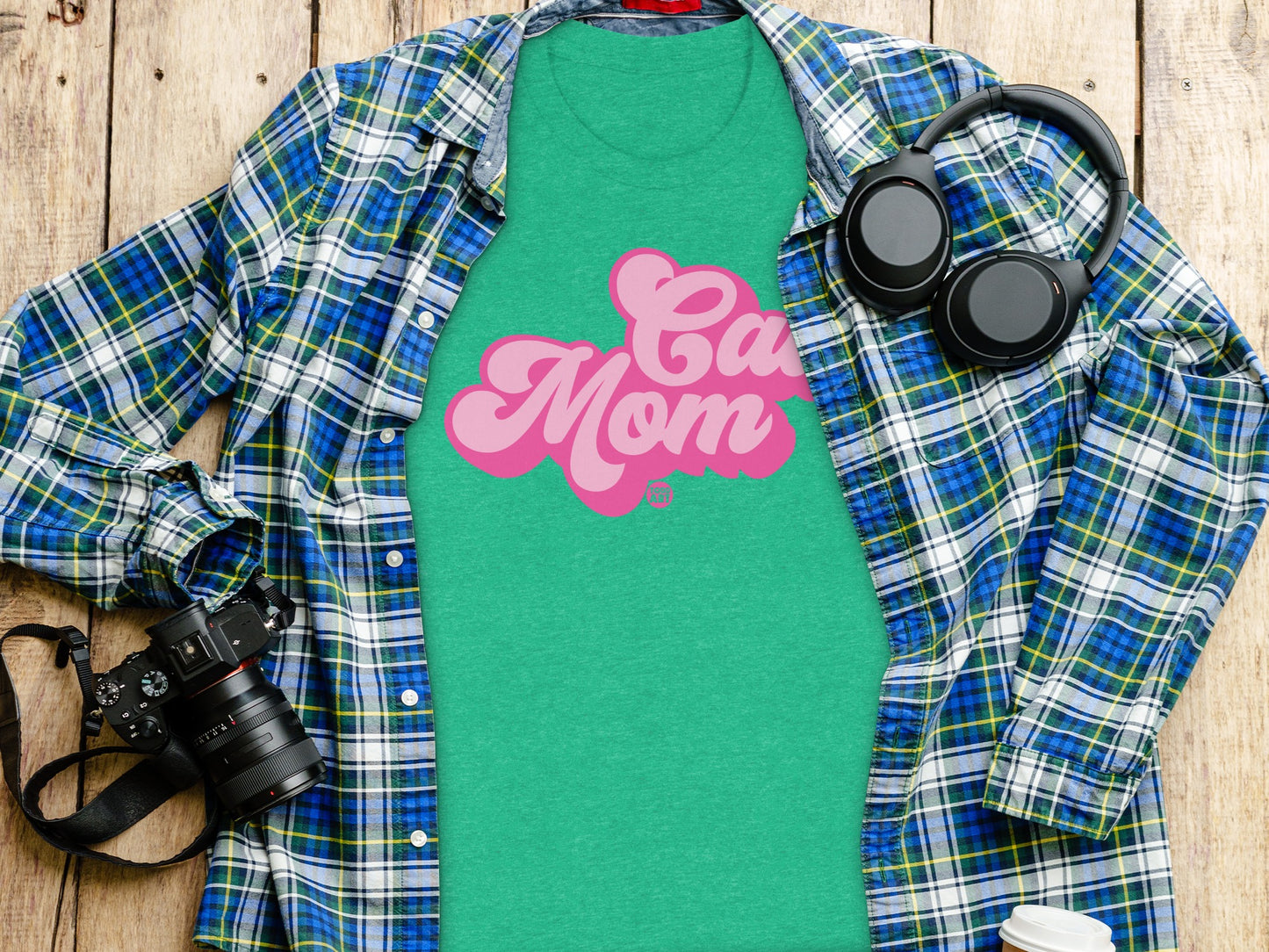 Cute Green Cat Mom Graphic Design T-Shirt product