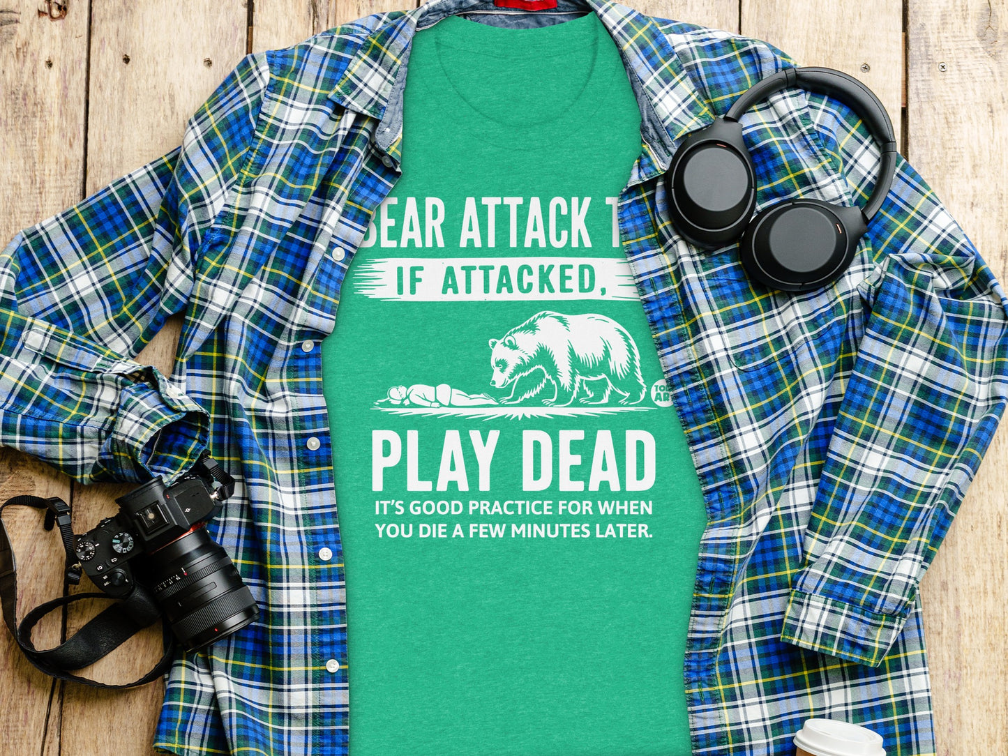 Play Dead Bear Attack Graphic Tee Shirt product type